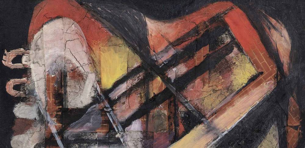 Jeanne Mammen, Brennendes Haus, Detail, um 1944