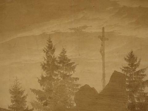 Caspar David Friedrich, Das Kreuz im Gebirge, Detail, um 1805/1807