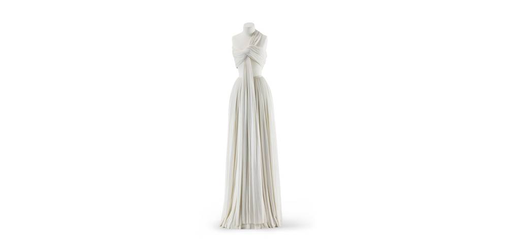 Alix Grès, Zweiteiliges weißes Abendkleid, Paris, um 1975