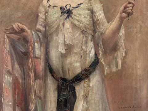 Lovis Corinth, Porträt Charlotte Berend im weißen Kleid, 1902