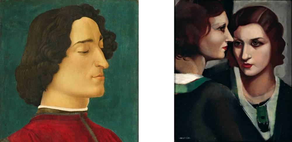 Sandro Botticelli, Giuliano de’ Medici, Detail, 1478 | Tamara de Lempicka, Porträt, um 1931
