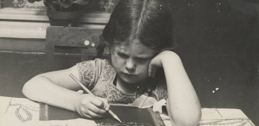 Hilde Hubbuch, Kinderporträt, Vintage Print, ohne Datierung
