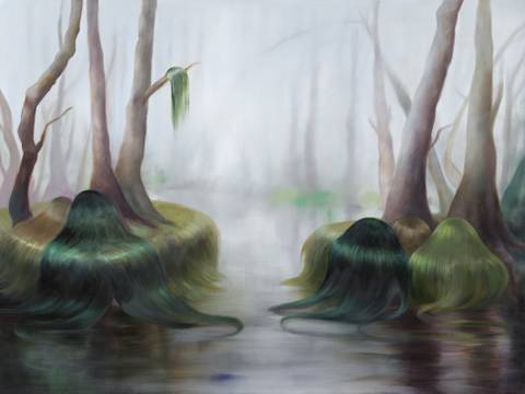 Simone Haack, Swamp, 2022, 120 x 160 cm, Öl auf Leinwand – Simone Haack, Swamp, 2022, 120 x 160 cm, Öl auf Leinwand