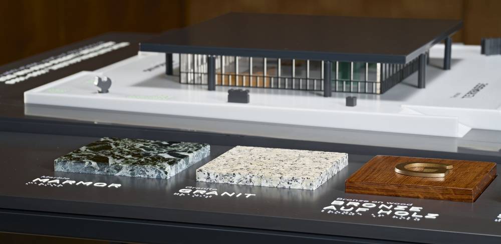 Tastmodell Neue Nationalgalerie, Detailansicht Materialmuster