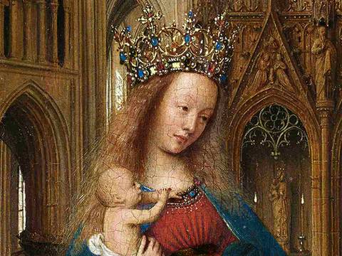 Jan van Eyck, Die Madonna in der Kirche, um 1437/40, Detail