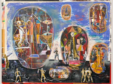 Khalid Shatta, Stranger Constructing Culture, 2026, Acryl auf Leinwand, 160 x 207 cm