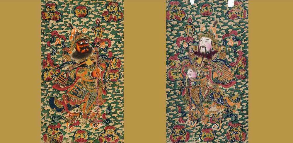 Dem Palast zugeordnete, militärische Gottheiten, China, Yangliuqing, 1. Hälfte 20. Jh., Holzschnitt