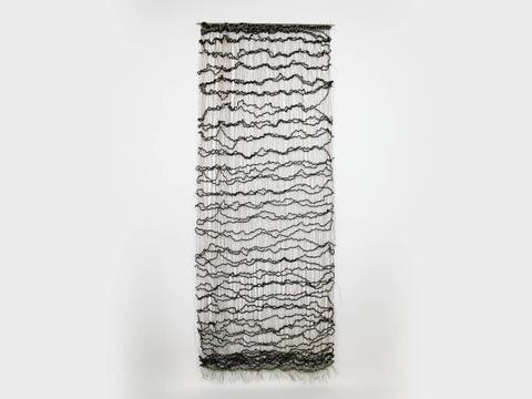 Sofie Dawo, ohne Titel, 1963, Wolle, Kordel, Leinen, Wollschuss in Leinenkette, geknotet