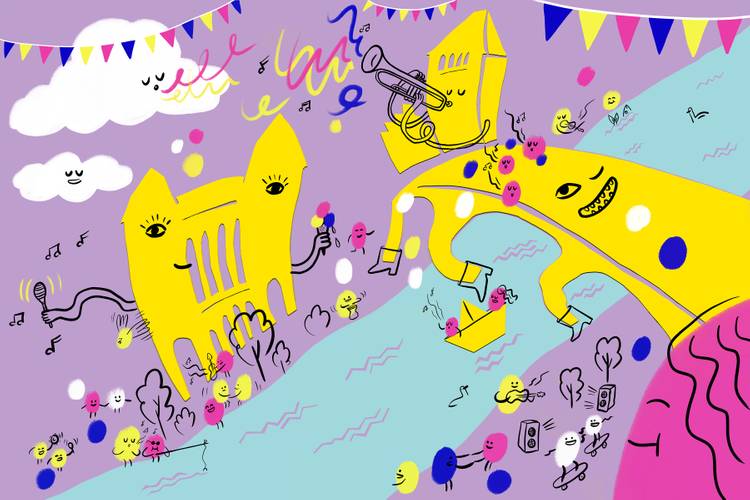 Illustration der Fete am Park × Waisenbrückentag Park – Illustration der Fete am Park × Waisenbrückentag Park