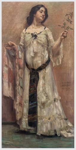 Lovis Corinth, Portrait Charlotte Berend im weißen Kleid, 1902 (Ausschnitt)