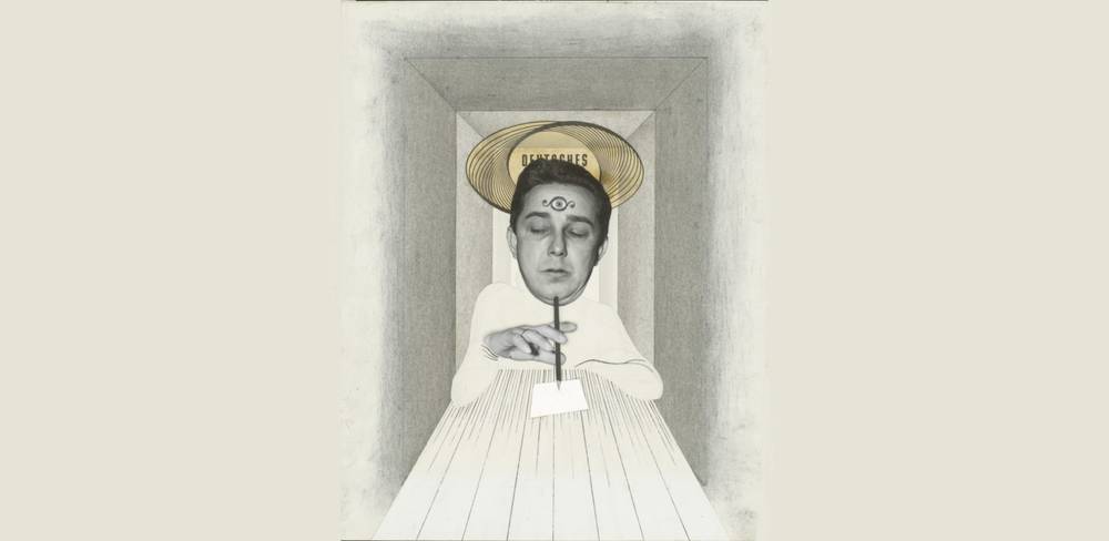 Heinz Hajek-Halke, Wolfgang Gruner. Aus dem Programmheft der Berliner Stachelschweine, 1959, Fotocollage: Silbergelatinepapier, Aquarell, Papier