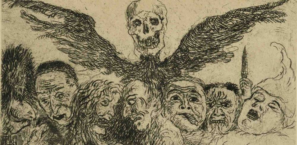 James Ensor (Ostende 1860 – 1949 Ostende), Les péchés capitaux dominés par la mort, Detail, 1904, aus der Serie »Die sieben Todsünden«