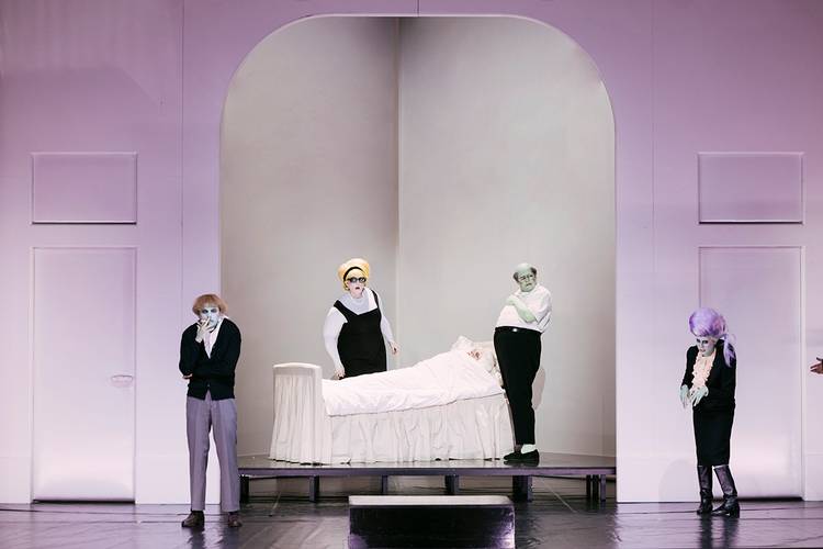 Il trittico – Dean Murphy als Marco, Annika Schlicht als Zita, Andrew Harris als Simone, Arianna Manganello als La Ciesca Eike Walkenhorst