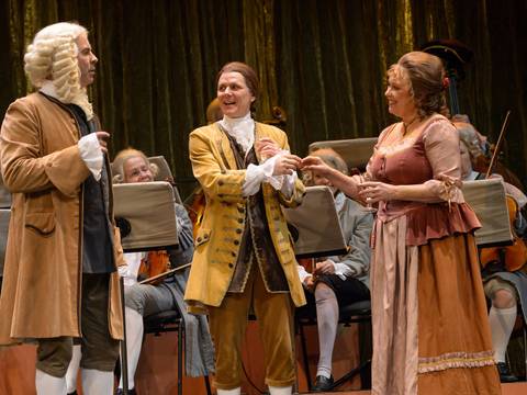 Bach - Das Leben eines Musikers – Bach Darsteller*innen Andreas Goebel mit Sabine Paßow und Falk Berghofer.