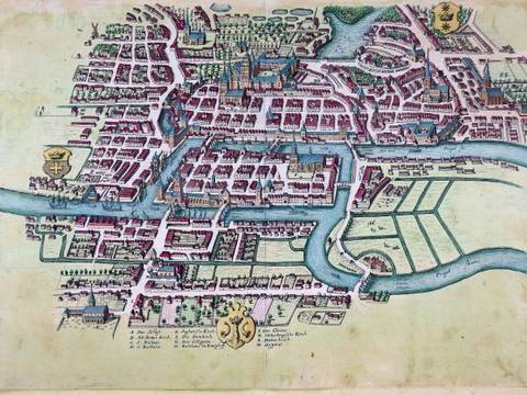 Kolorierter Stadtplan von Königsberg nach Matthäus Merian, um 1650 – Kolorierter Stadtplan von Königsberg nach Matthäus Merian, um 1650