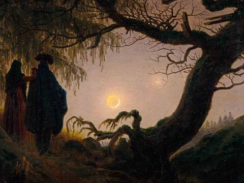 Caspar David Friedrich, Mann und Frau in Betrachtung des Mondes, Detail, um 1824