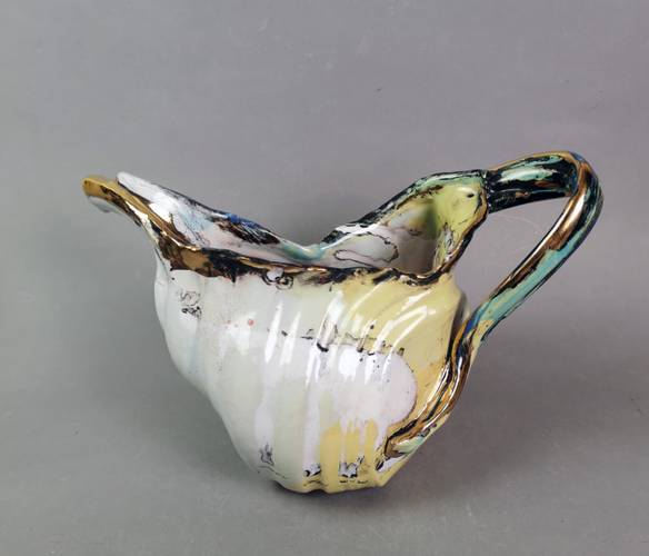 Kannenobjekt von Karl Fulle (*1950), Fayence, H 210mm, Rheinsberg 2010, Schenkung Barry und Thomas McDaniel