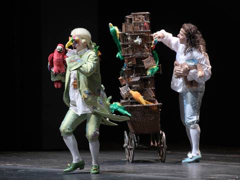 Das Märchen von der Zauberflöte – Philipp Jekal als Papageno, Matthew Newlin als Tamino Bettina Stöß