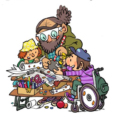 Bei der Enkelkinderzeit Kultur verbringt ihr zusammen eine schöne Zeit im Museum. – Comic einer gemeinsam zeichnenden Familie