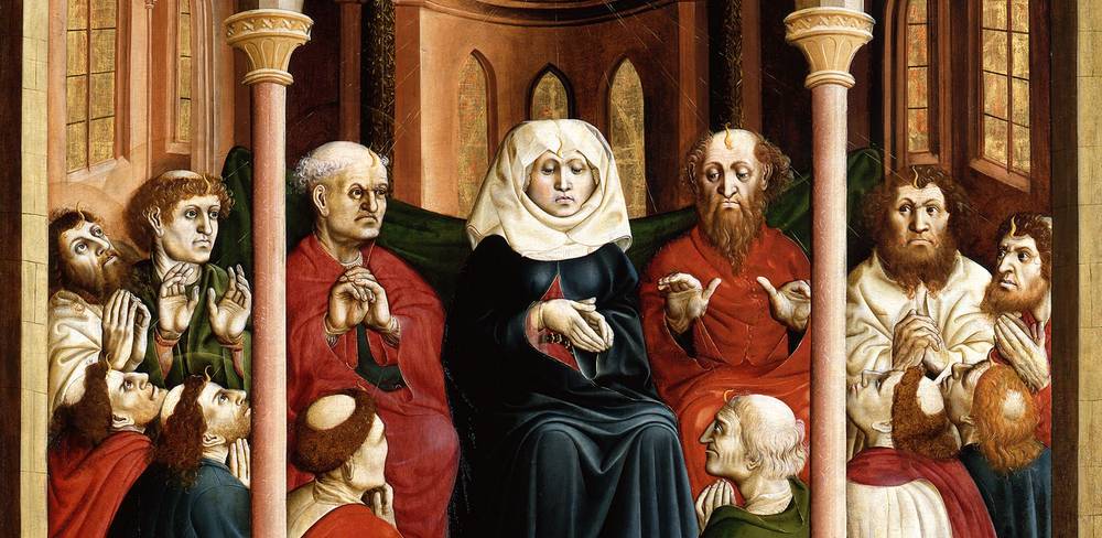 Hans Multscher, Die Ausgießung des Heiligen Geistes / Pfingsten (Detail), 1437
