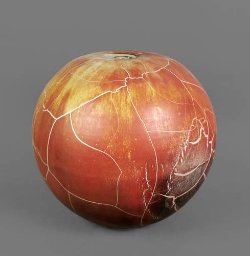 Kugelvase von Mario Enke (*1948), H 27 cm, Güterfelde-Kienwerder (b. Potsdam), 1987, Geschenk aus Privatbesitz