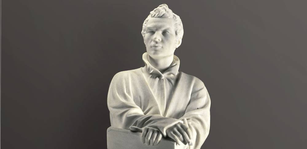 Friedrich Drake, Statuette Karl Friedrich Schinkels, Detail, 1835, Marmor