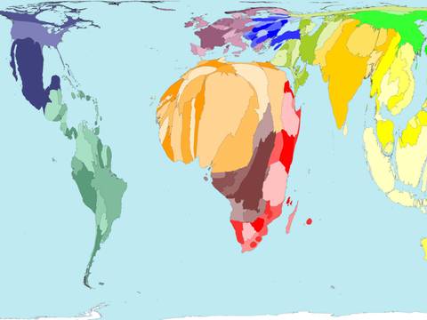Kartogramm mit Ländern nach Menge der gesprochenen Sprachen – Kartogramm mit Ländern nach Menge der gesprochenen Sprachen