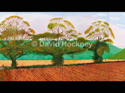 David Hockney, Three Trees near Thixendale, Autumn, 2008, Öl auf acht Leinwänden,Sammlung Würth 12502