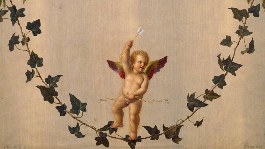 Adolf Senff: Amor auf einer zwischen Rosenbouquets hängenden Efeuranke, 1823 © SPSG / Daniel Lindner