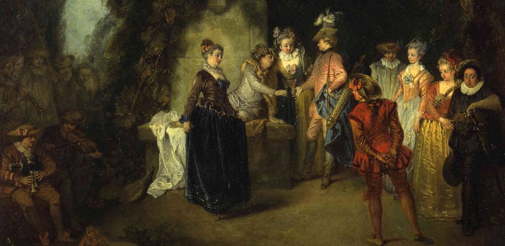 Jean Antoine Watteau, Die französische Komödie, Detail, um 1715–1717