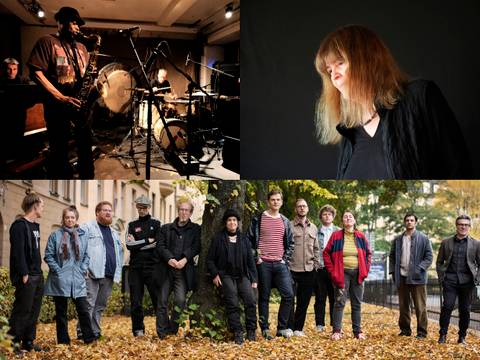 Decoy mit Joe McPhee, Marilyn Crispell und das Vilhelm Bromander Unfolding Orchestra – Porträt-Collage von Decoy mit Joe McPhee, Marilyn Crispell und dem Vilhelm Bromander Unfolding Orchestra