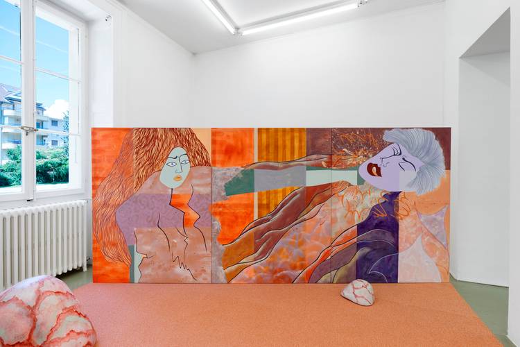 Nadira Husain: Only Paradoxes to Offer, 2018, Acryl und Tempera auf Leinwand, 150 x 345 cm © Nadira Husain – Nadira Husain: Only Paradoxes to Offer, 2018, Acryl und Tempera auf Leinwand, 150 x 345 cm © Nadira Husain