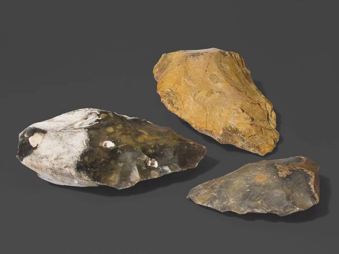 Faustkeile. Feuerstein, Ältere und mittlere Altsteinzeit, um 700.000-40.000 v. Chr. Abbeville, Le Moustier, Frankreich.