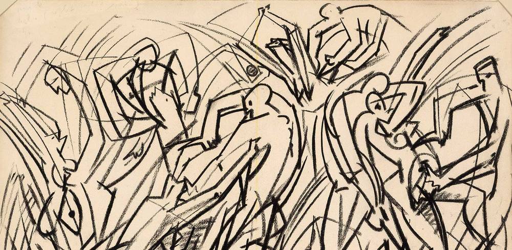 André Masson, Massacre, Detail, 1933, Kohle und Pastell auf Papier