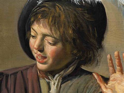 Frans Hals, Singender Knabe mit Flöte, Detail, um 1627