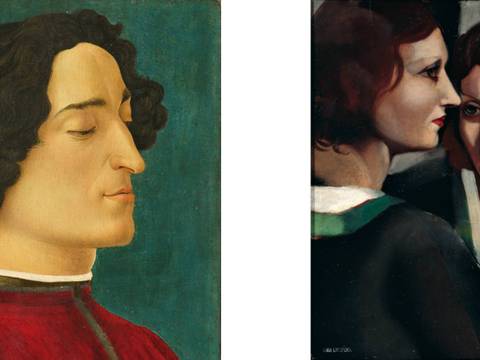 Sandro Botticelli, Giuliano de’ Medici, Detail, 1478 | Tamara de Lempicka, Porträt, um 1931