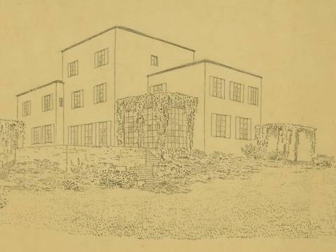 Heinrich Tessenow, Haus Freudenberg, Heidelberg, Gartenseite, Perspektivische Ansicht, 1927