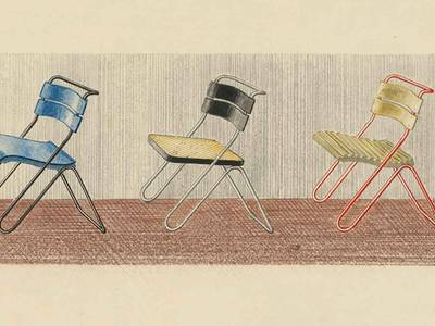 Erich Dieckmann, Drei Stühle, 1925-1935, Blei- und Farbstift auf Papier