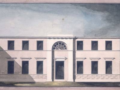 Schule des David Gilly, Hausentwurf mit flachem Dach, um 1800