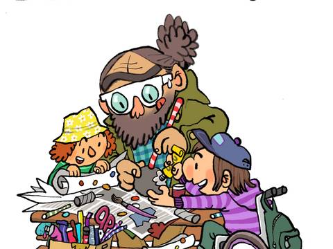 Bei der Enkelkinderzeit Kultur verbringt ihr zusammen eine schöne Zeit im Museum. – Comic einer gemeinsam zeichnenden Familie