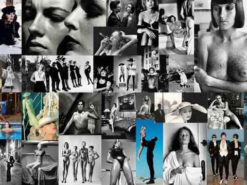  – Collage verschiedener Bilder von Helmut Newton, zu sehen im Film "Intermezzo. Revisiting Helmut Newton"; Produziert von Profirst International in Zusammenarbeit mit Martin Salvador Studio für die MOP Foundation