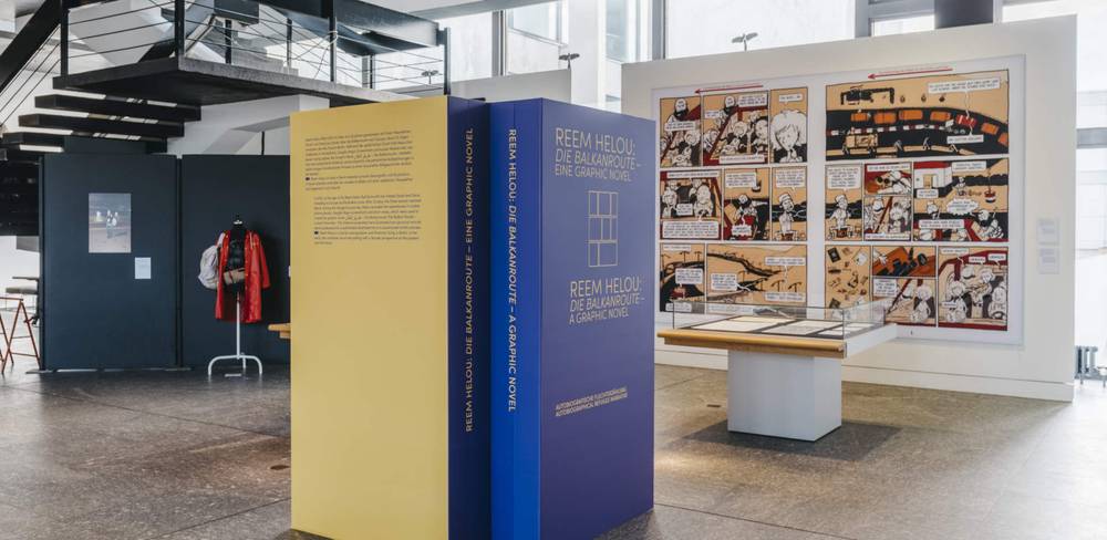 Ausstellungsansicht „ErzählStoff. Neue Perspektiven auf Literatur“ im Forschungscampus Dahlem