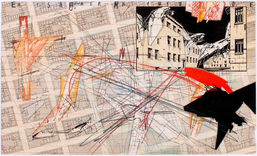 Lebbeus Woods War and Architecture: Transformational City Plan with SCAR Construction, 1993