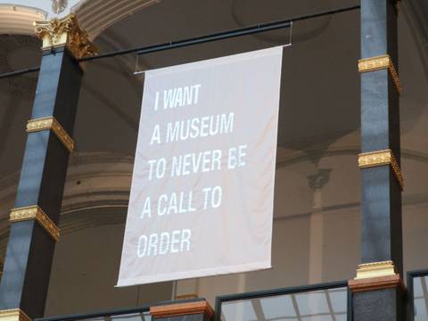 Andrea Geyer, Manifest (Banners / Gropius Bau / Berlin), installation view, Gropius Bau, 2024