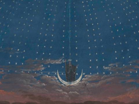 K.F. Schinkel, Bühnenbildentwurf für die Sternenhalle der Königin der Nacht in Mozarts Zauberflöte, um 1815