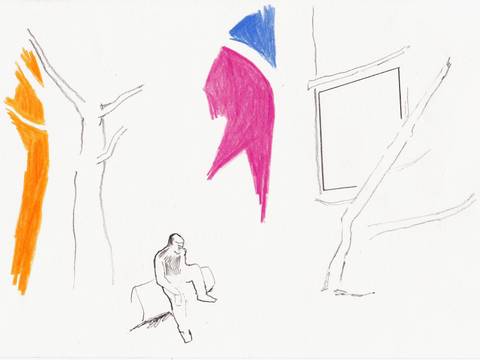 Esther Horn, o.T., 2014, Farbstift und Bleistift auf Papier, 20,8 x 29,5 cm © Esther Horn, Privatsammlung Jan Froehlich – Esther Horn