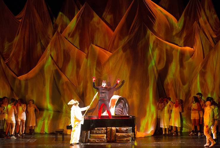 Das Rheingold – Iain Paterson als Wotan, Thomas Blondelle als Loge, Attilio Glaser als Froh Bernd Uhlig