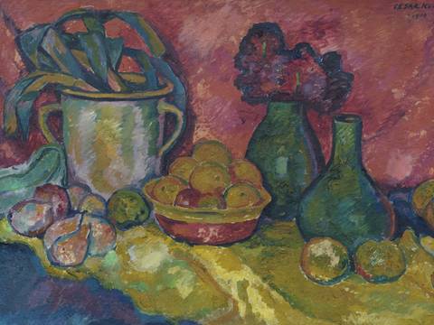 Cesar Klein Stillleben mit Blumen und Früchten, 1910 Öl auf Leinwand 63 x 90 cm Privatsammlung