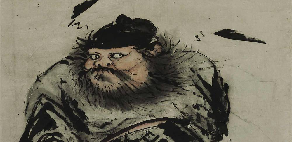Gao Qipei (1660–1734), Zhong Kui mit Schwert, Detail, Qing-Dynastie (1644 – 1911), datiert 1716 am Tag des Drachenboot-Festes, Fingermalerei