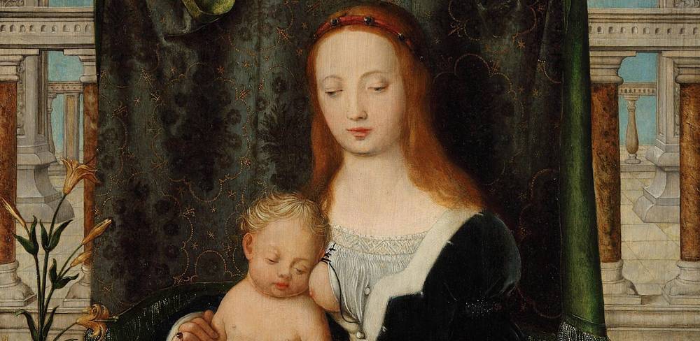 Hans Holbein d.Ä., Maria mit dem schlafenden Christuskind (Detail), um 1520